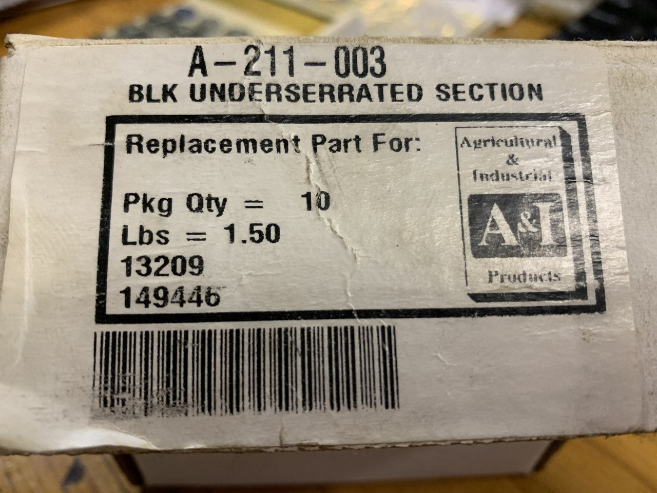 A-211-003 BLACK 14GA UNDER SERRATED